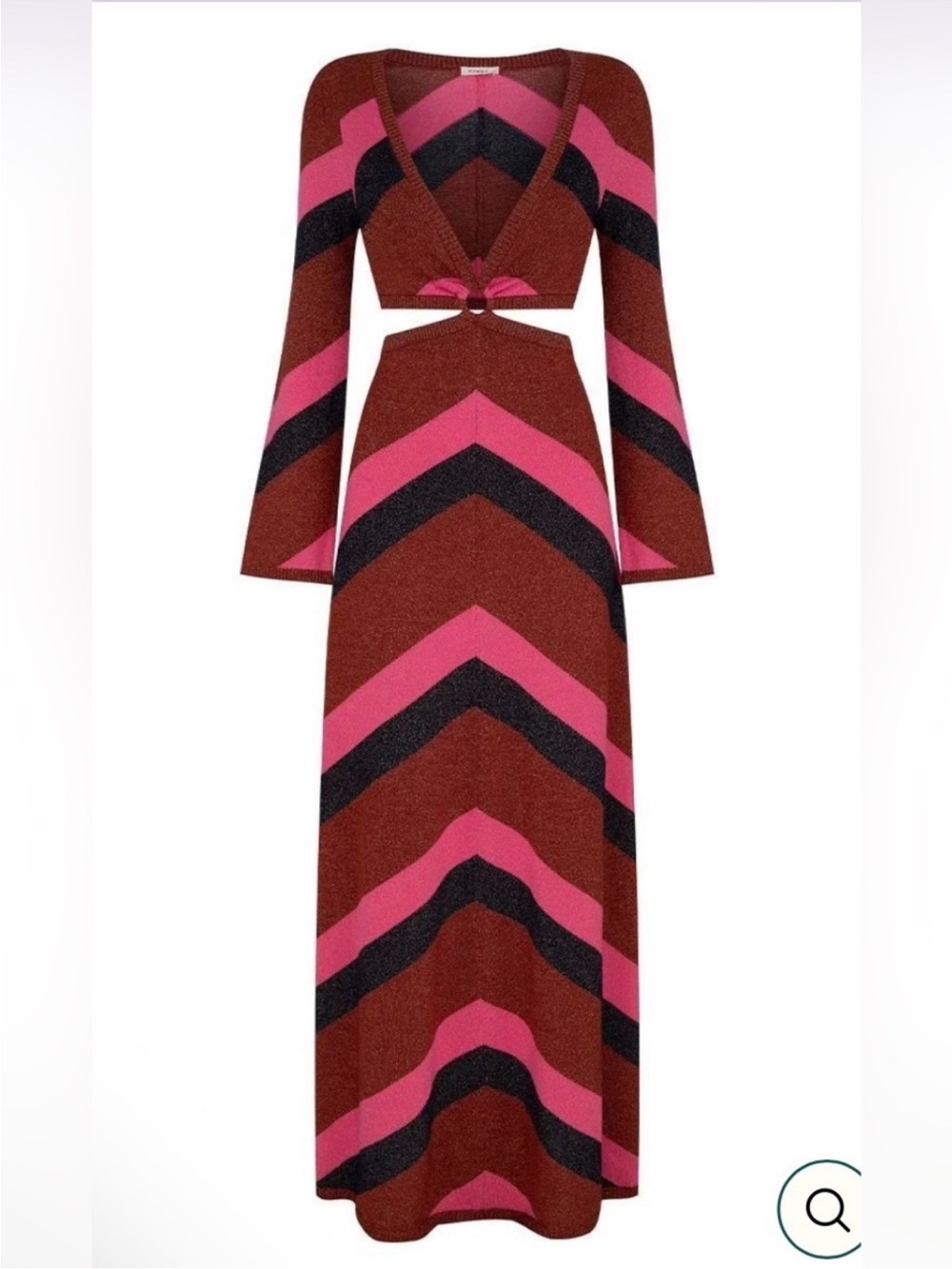 Spell Mylee Knit Maxi Gown in Brown, Pink & Black Chevron - Picture 3 of 9